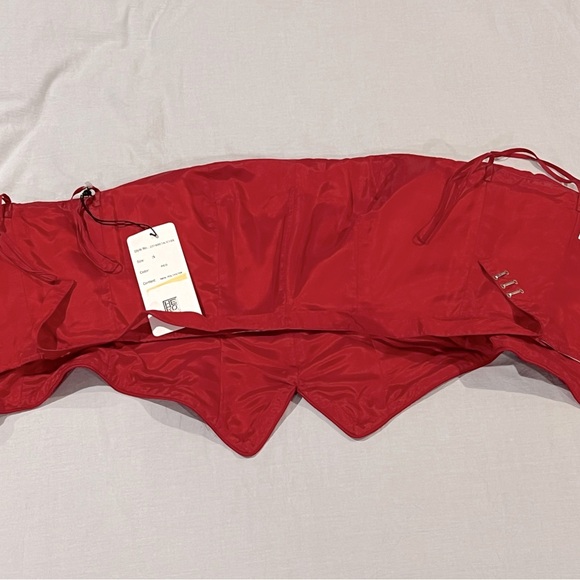 NWT BLACK TIE Red Satin 2pc Strapless Top Skirt Ballgown Holiday Tuxedo 4 Small - Picture 6 of 9